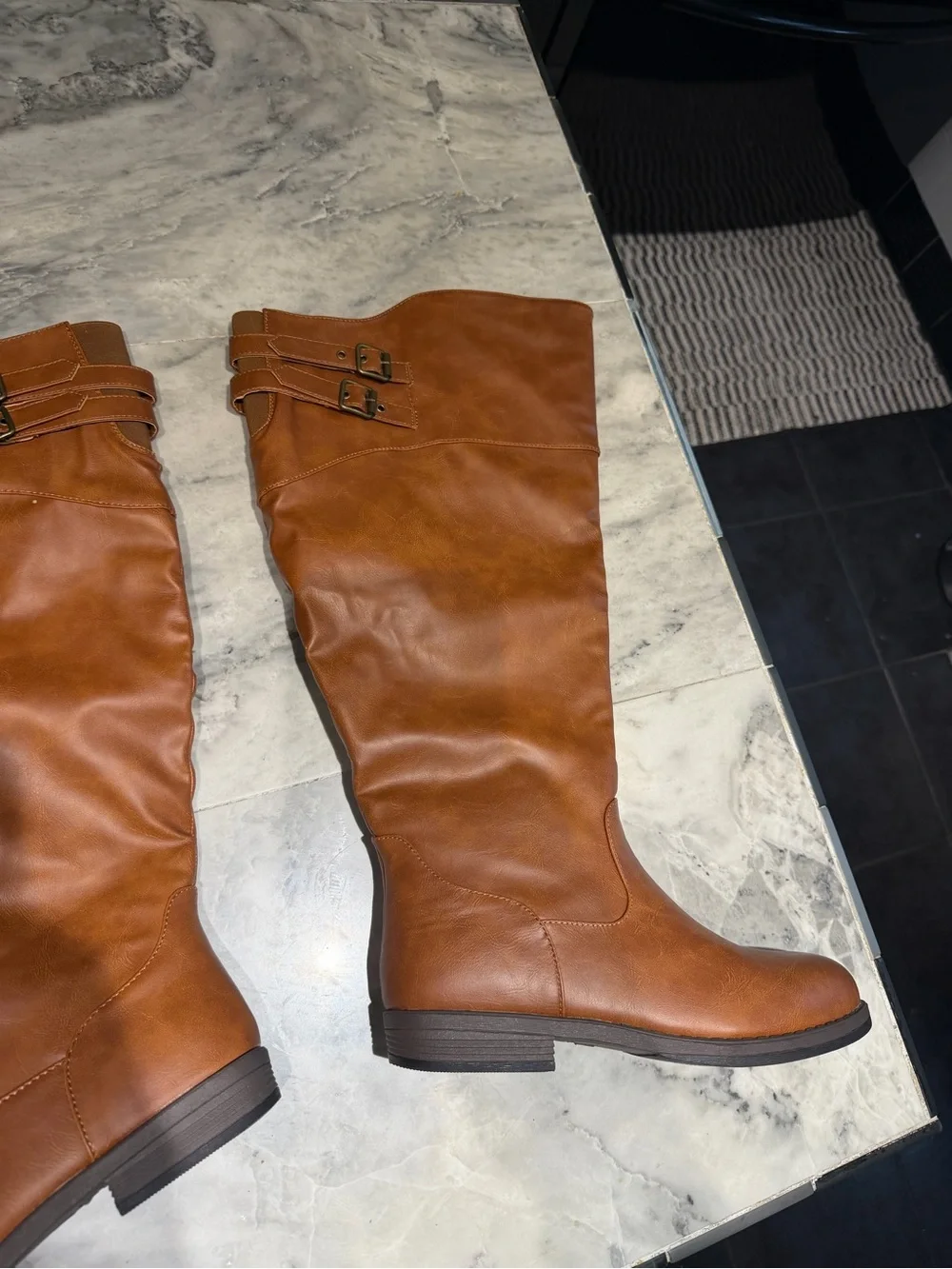 Women's Over-the-Knee Buckle Riding Boots - Cognac journee collection 10 extra w